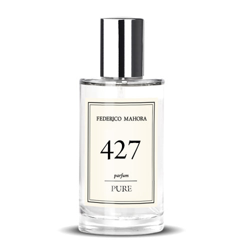 FM 427 50 ml perfume bottle with notes of raspberry, rose, and patchouli.