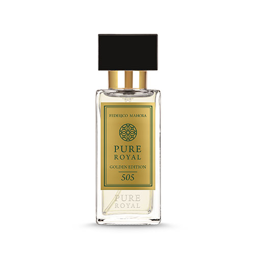Parfum PURE ROYAL 505 50 ml GOLDEN EDITION bottle with golden label.