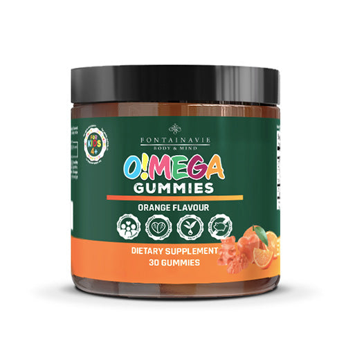 Mega Gummies FONTAINAVIE BODY & MIND, dietary supplement jar, orange flavor, 30 gummies.