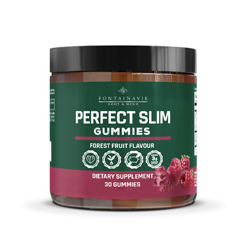 Perfect Slim Gummies FONTAINAVIE BODY & MIND dietary supplement jar.