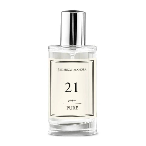 PURE 21 – FEMALE FRAGRANCE 50 ML perfume bottle with warm, enveloping scent notes.