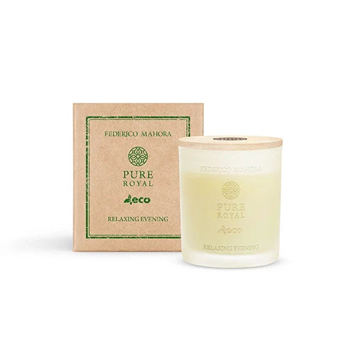 Soy Candle Relaxing Evening 180 ml with natural essential oils and cotton wick.