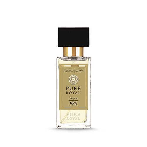 Parfum Unisex Pure Royal 985 50 Ml bottle with fragrance notes of pink pomelo, cranberries, honeysuckle, and bergamot.