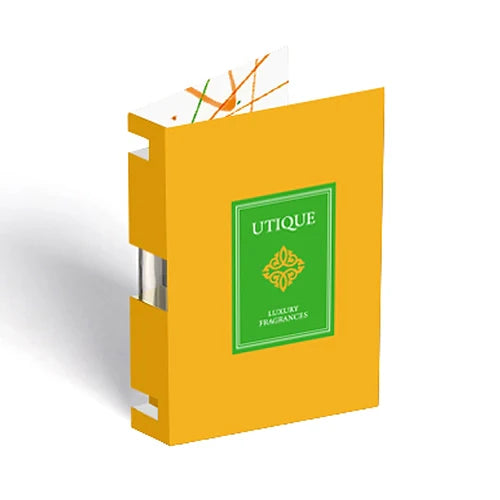 SAMPLE BUBBLE 2 ml perfume sample in orange packaging with Utique branding.