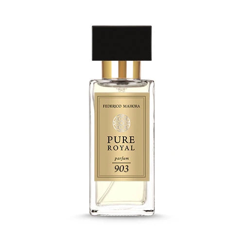 PURE ROYAL UNISEX FM 903 50 ml perfume bottle with energizing fragrance notes of mandarin, bergamot, and cedarwood.