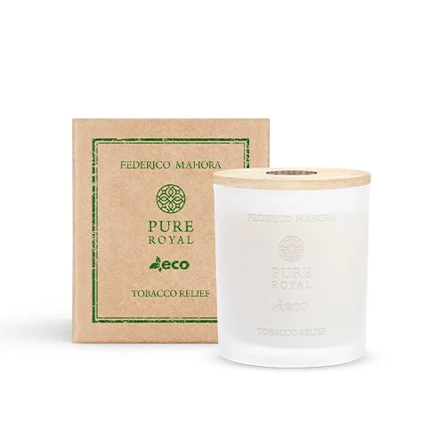 Soy Candle Tobacco Relief 170g Pure Royal ECO with box, natural essential oils, eco-friendly.
